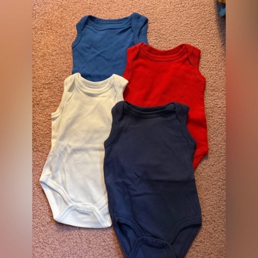 Vibrant Kids Bodysuit Set - Red, Blue, Navy, and White